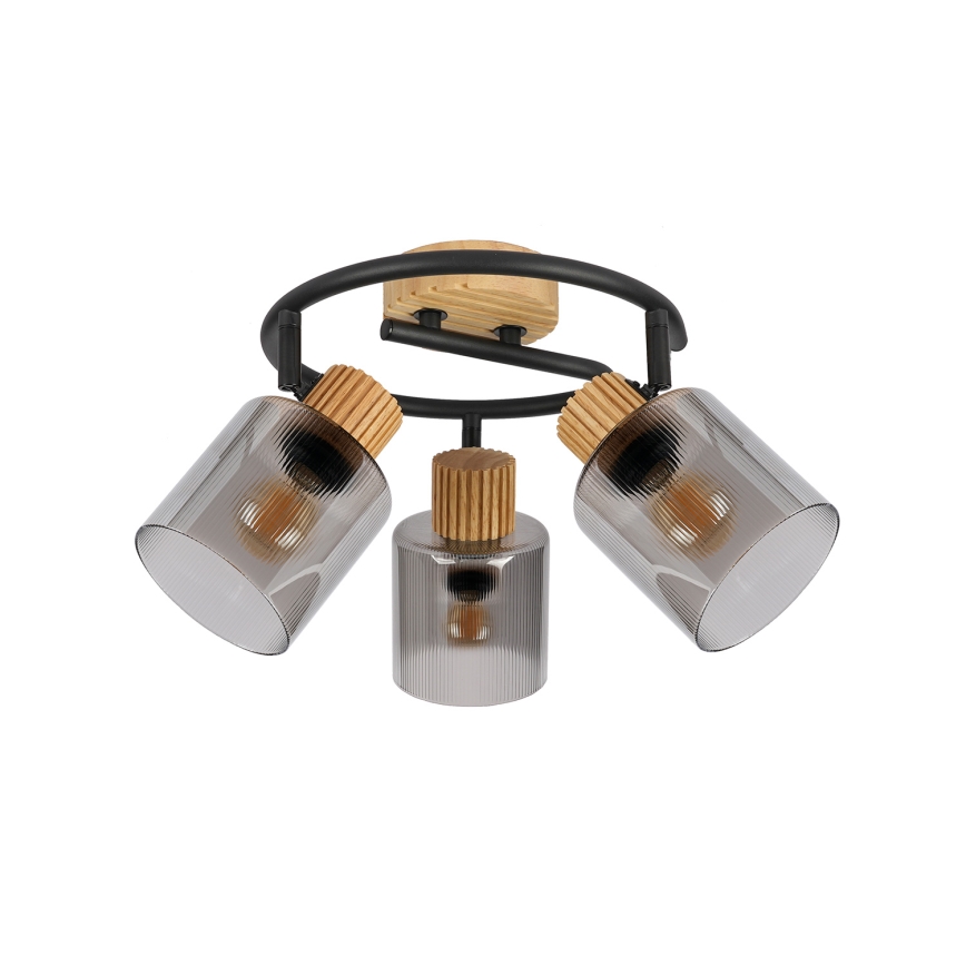 Brilagi - Spotleuchte HYGGE 3xE14/15W/230V Kautschukholz/rauchfarben