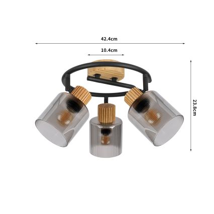 Brilagi - Spotleuchte HYGGE 3xE14/15W/230V Kautschukholz/rauchfarben