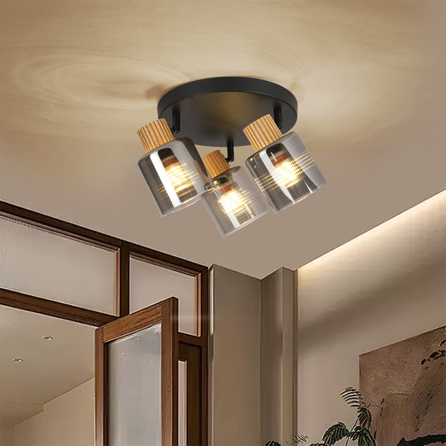 Brilagi - Spotleuchte HYGGE 3xE14/15W/230V schwarz/rauchfarben