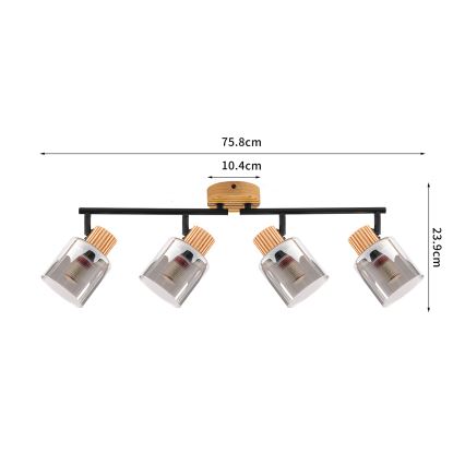 Brilagi - Spotleuchte HYGGE 4xE14/15W/230V Holz/rauchfarben