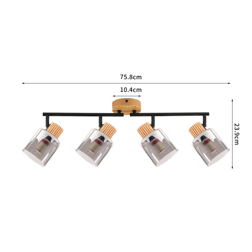 Brilagi - Spotleuchte HYGGE 4xE14/15W/230V Holz/rauchfarben
