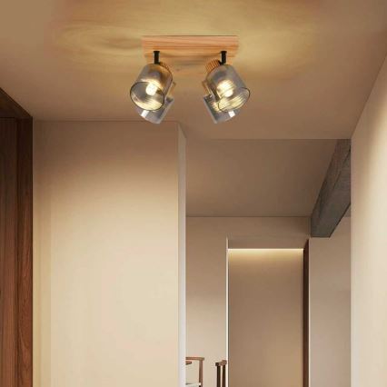 Brilagi - Spotleuchte HYGGE 4xE14/15W/230V Holz/rauchfarben