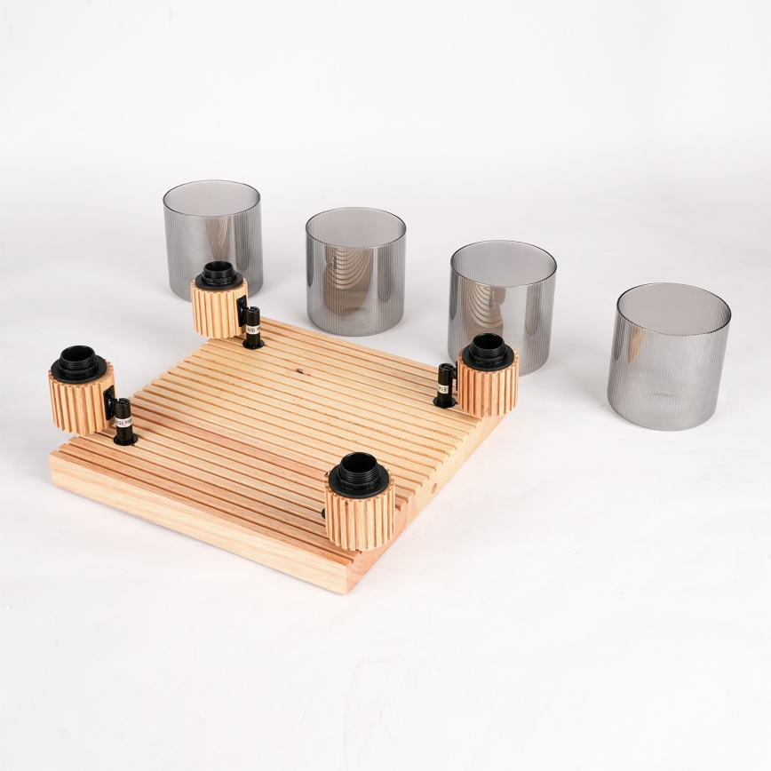 Brilagi - Spotleuchte HYGGE 4xE14/15W/230V Holz/rauchfarben