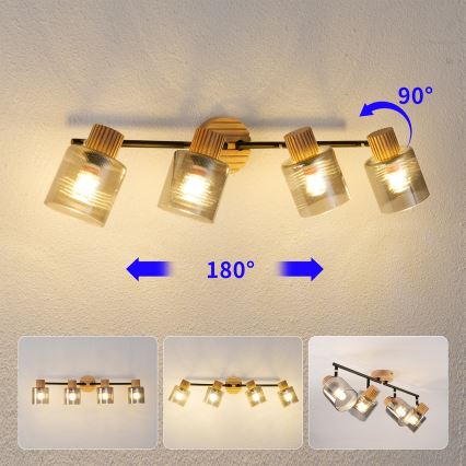 Brilagi - Spotleuchte HYGGE 4xE14/15W/230V Kautschukbaum/rauchgrau