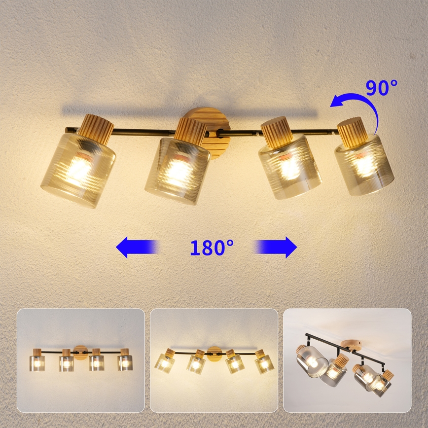 Brilagi - Spotleuchte HYGGE 4xE14/15W/230V Kautschukbaum/rauchgrau
