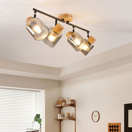 Brilagi - Spotleuchte HYGGE 4xE14/15W/230V Kautschukbaum/rauchgrau