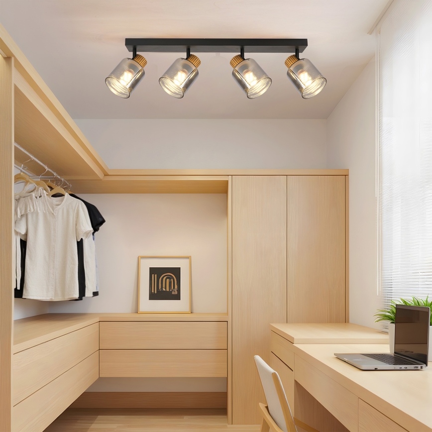 Brilagi - Spotleuchte HYGGE 4xE14/15W/230V schwarz/rauchfarben