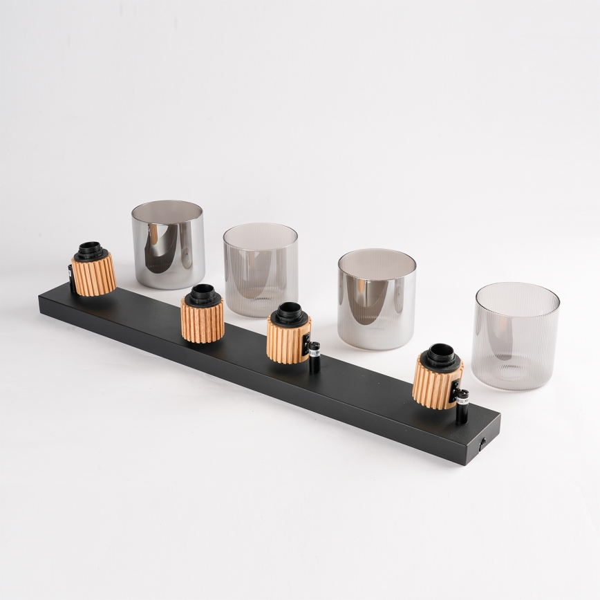 Brilagi - Spotleuchte HYGGE 4xE14/15W/230V schwarz/rauchfarben