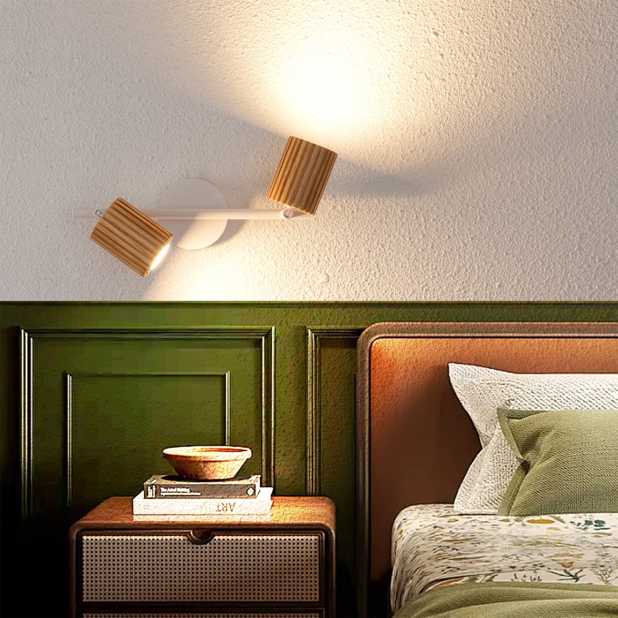 Brilagi - Spotleuchte MODERN WOOD 2xGU10/8W/230V Gummibaum/weiß