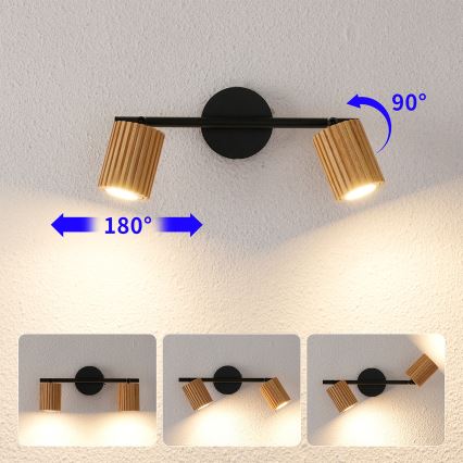 Brilagi - Spotleuchte MODERN WOOD 2xGU10/8W/230V Holz/Schwarz