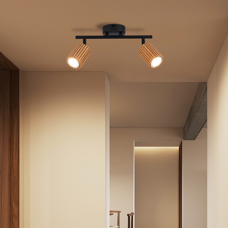 Brilagi - Spotleuchte MODERN WOOD 2xGU10/8W/230V Holz/Schwarz