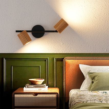 Brilagi - Spotleuchte MODERN WOOD 2xGU10/8W/230V Holz/Schwarz