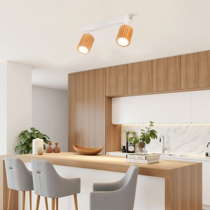 Brilagi - Spotleuchte MODERN WOOD 2xGU10/8W/230V Holz/weiß