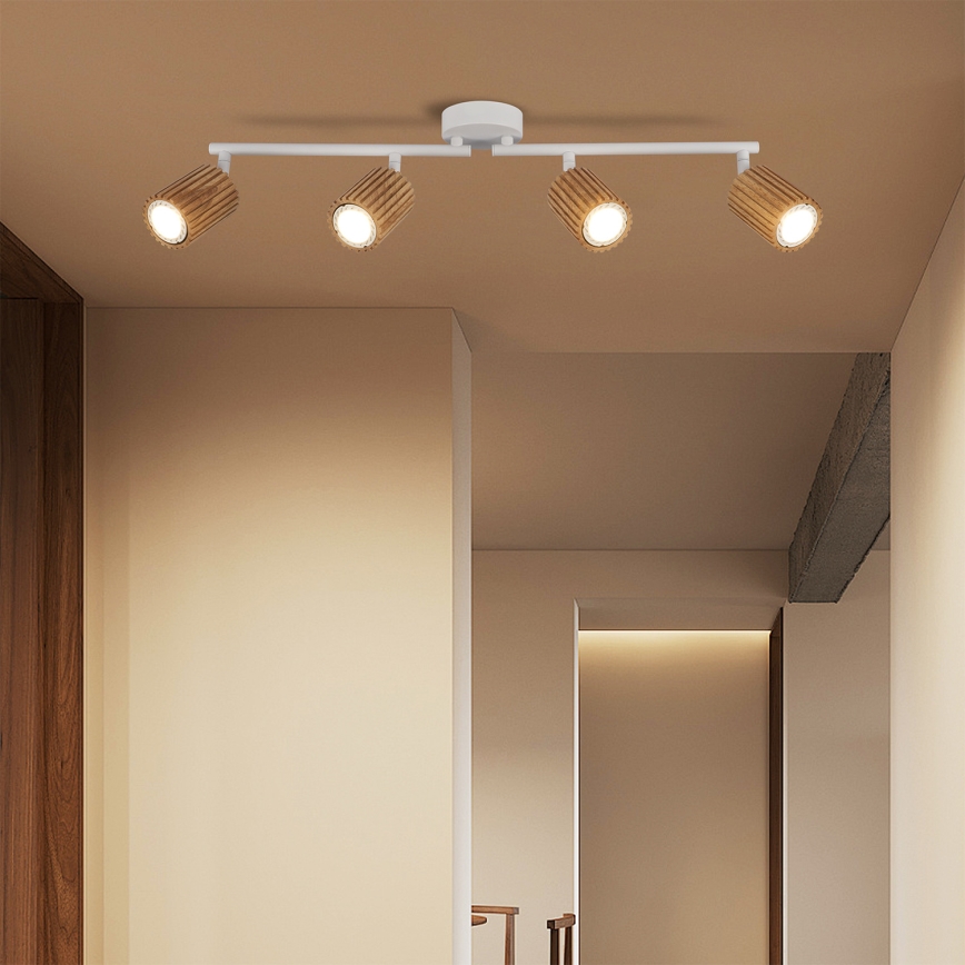 Brilagi - Spotleuchte MODERN WOOD 4xGU10/8W/230V Holz/Weiß