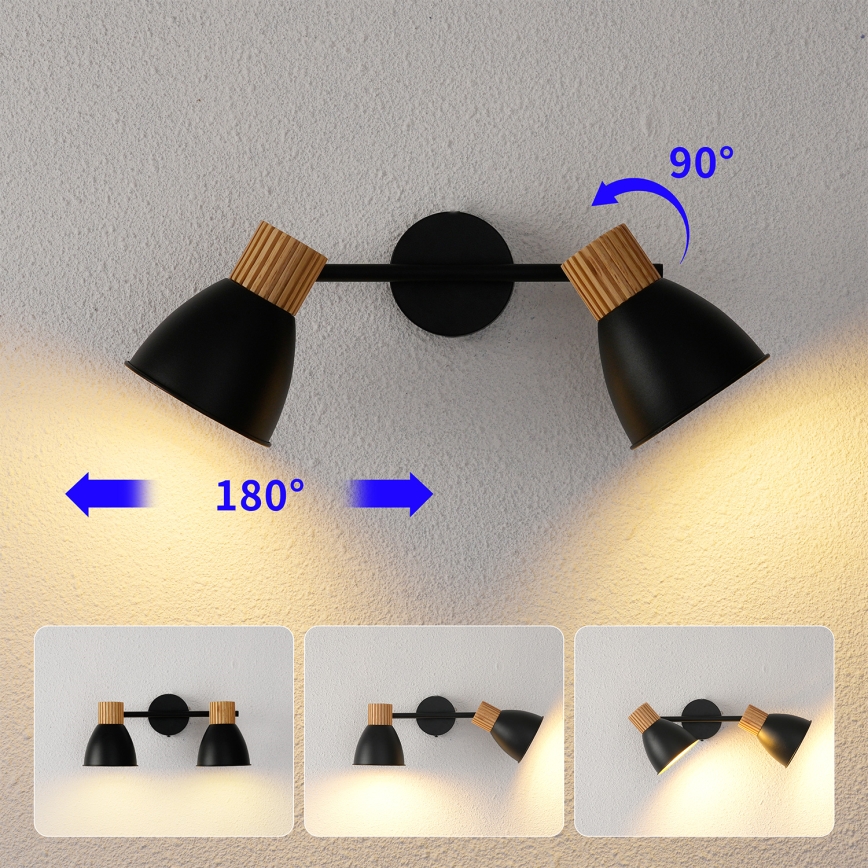 Brilagi - Spotleuchte ODENSE 2xE14/10W/230V Holz/Schwarz