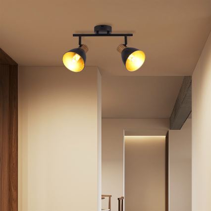 Brilagi - Spotleuchte ODENSE 2xE14/10W/230V Holz/Schwarz