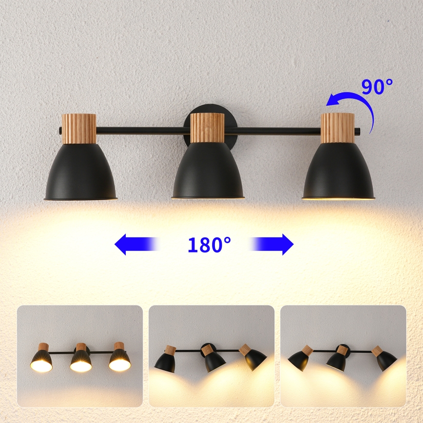 Brilagi - Spotleuchte ODENSE 3xE14/10W/230V Holz/Schwarz