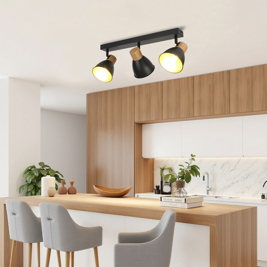 Brilagi - Spotleuchte ODENSE 3xE14/10W/230V Holz/Schwarz