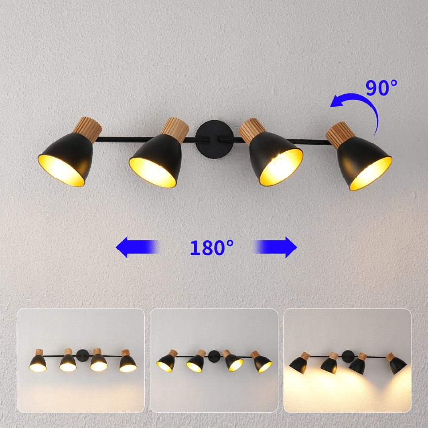Brilagi - Spotleuchte ODENSE 4xE14/10W/230V Holz/Schwarz