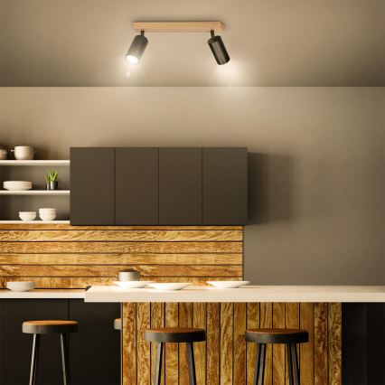 Brilagi - Spotleuchte SELE 2xGU10/30W/230V schwarz/Eiche-Dekor