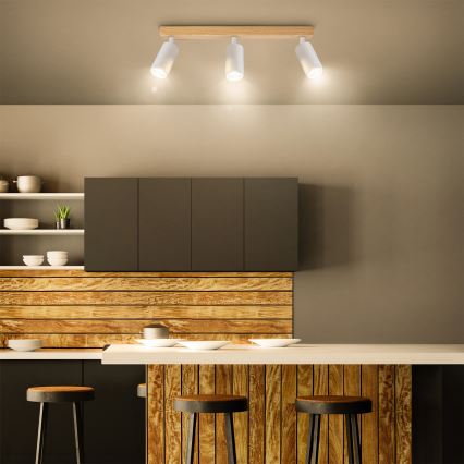 Brilagi - Spotleuchte SELE 3x GU10/30W/230V weiß/Eiche-Dekor