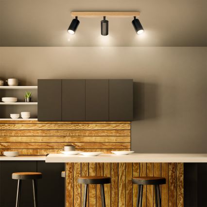 Brilagi - Spotleuchte SELE 3xGU10/30W/230V schwarz/Eiche-Dekor