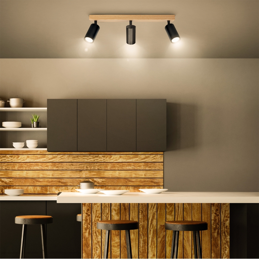 Brilagi - Spotleuchte SELE 3xGU10/30W/230V schwarz/Eiche-Dekor