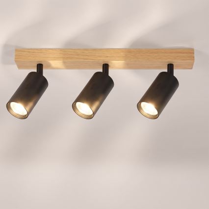 Brilagi - Spotleuchte SELE 3xGU10/30W/230V schwarz/Eiche-Dekor