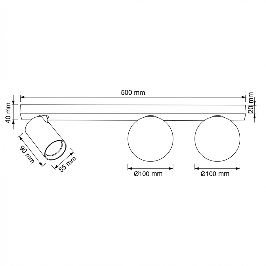 Brilagi - Spotleuchte SELE BALL 1xGU10/30W/230V + 2xG9/10W schwarz