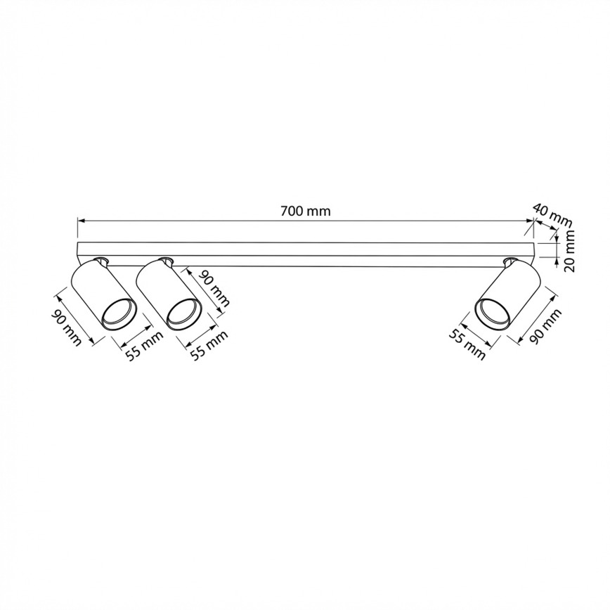 Brilagi - Spotleuchte SELE LONG 3xGU10/30W/230V schwarz