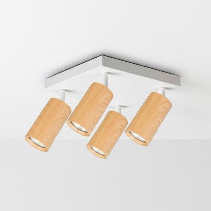 Brilagi - Spotleuchte SELE SQUARE 4xGU10/30W/230V weiß/Eichen-Dekor