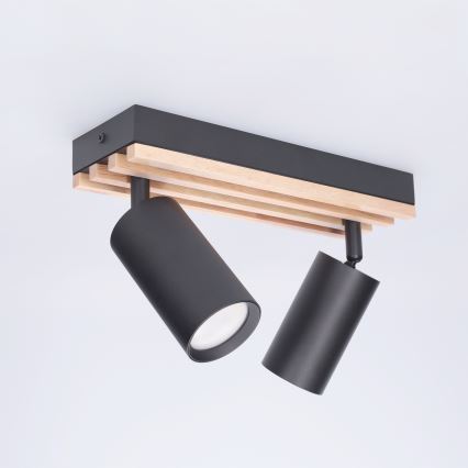 Brilagi - Spotleuchte SELE WOOD 2xGU10/30W/230V schwarz/holz