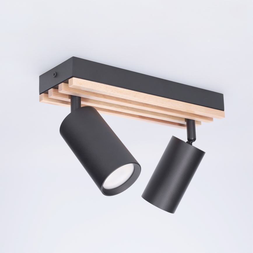 Brilagi - Spotleuchte SELE WOOD 2xGU10/30W/230V schwarz/holz