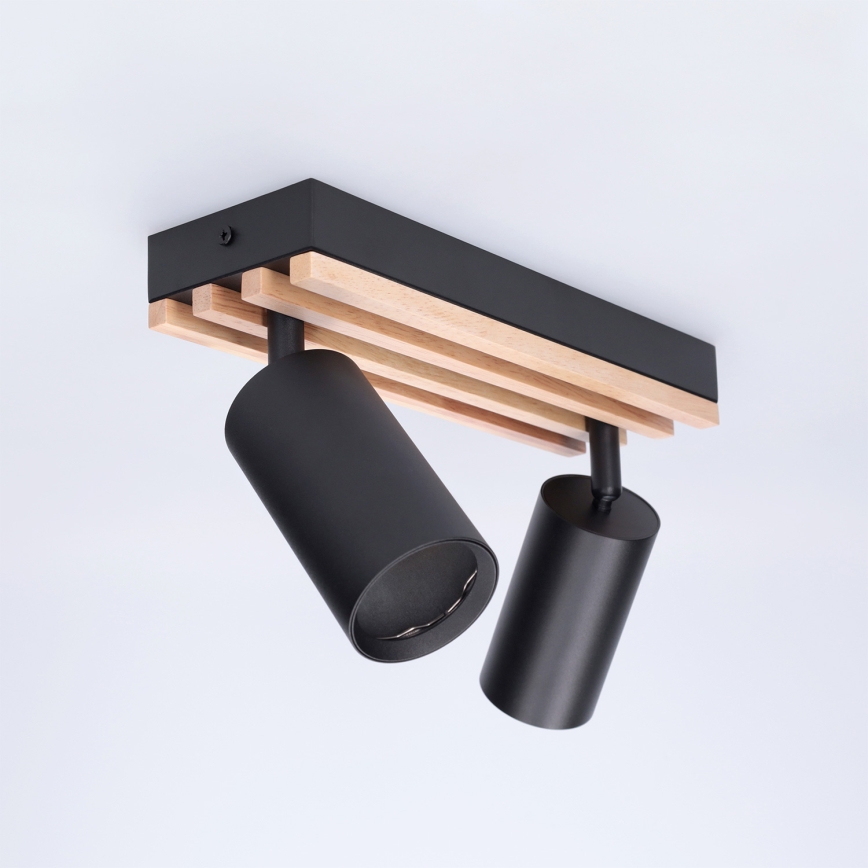 Brilagi - Spotleuchte SELE WOOD 2xGU10/30W/230V schwarz/holz