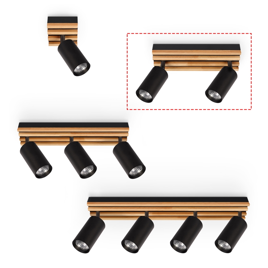 Brilagi - Spotleuchte SELE WOOD 2xGU10/30W/230V schwarz/holz