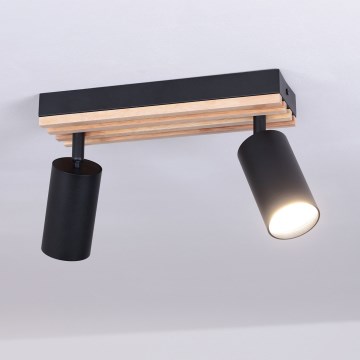 Brilagi - Spotleuchte SELE WOOD ACOUSTIC 2xGU10/30W/230V schwarz/holz
