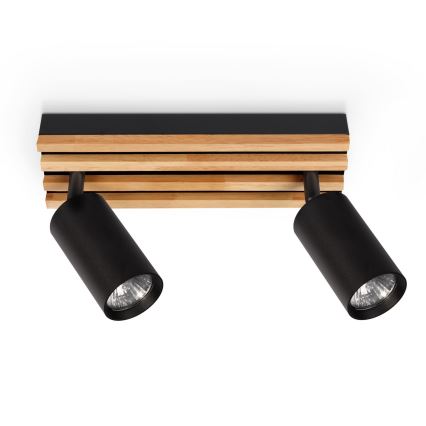 Brilagi - Spotleuchte SELE WOOD ACOUSTIC 2xGU10/30W/230V schwarz/holz