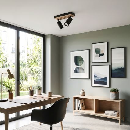 Brilagi - Spotleuchte SELE WOOD ACOUSTIC 2xGU10/30W/230V schwarz/holz