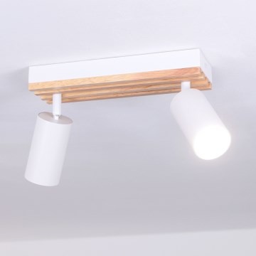 Brilagi - Spotleuchte SELE WOOD ACOUSTIC 2xGU10/30W/230V weiß/holz