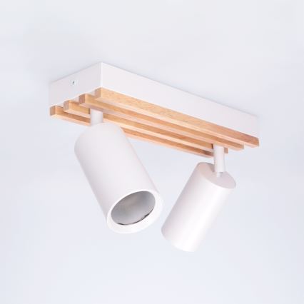 Brilagi - Spotleuchte SELE WOOD ACOUSTIC 2xGU10/30W/230V weiß/holz