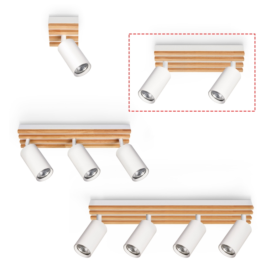Brilagi - Spotleuchte SELE WOOD ACOUSTIC 2xGU10/30W/230V weiß/holz