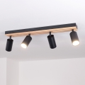 Brilagi - Spotleuchte SELE WOOD ACOUSTIC 4xGU10/30W/230V schwarz/Holz