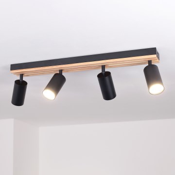 Brilagi - Spotleuchte SELE WOOD ACOUSTIC 4xGU10/30W/230V schwarz/Holz