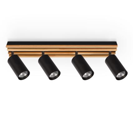 Brilagi - Spotleuchte SELE WOOD ACOUSTIC 4xGU10/30W/230V schwarz/Holz