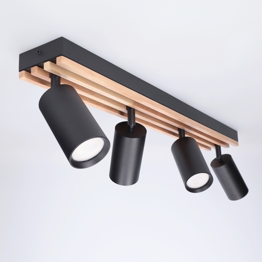 Brilagi - Spotleuchte SELE WOOD ACOUSTIC 4xGU10/30W/230V schwarz/Holz