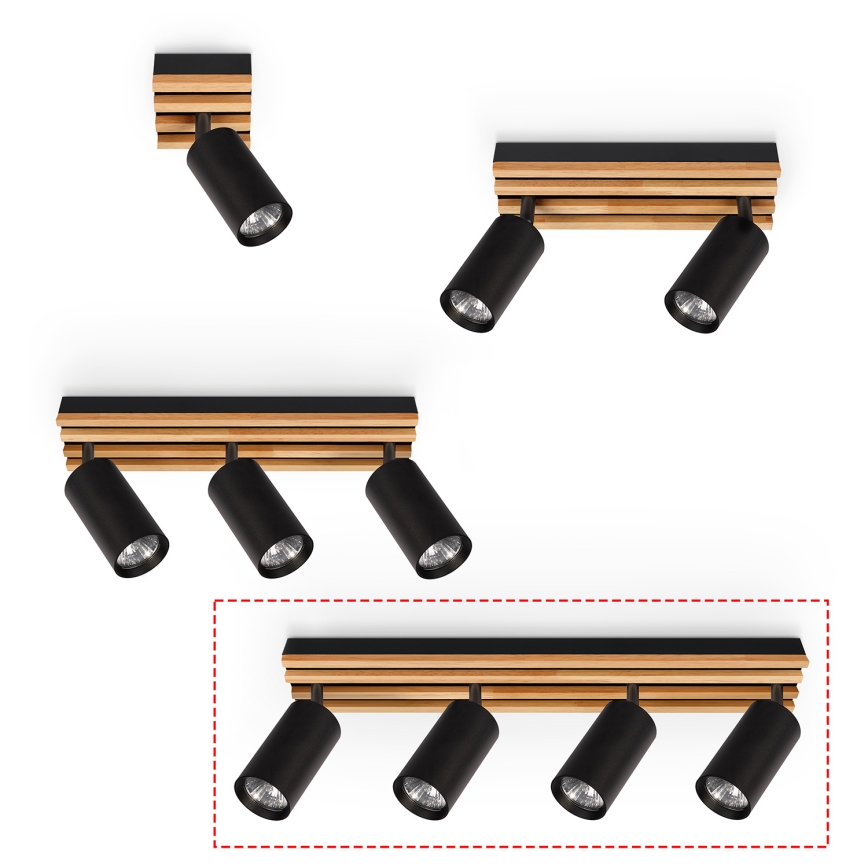 Brilagi - Spotleuchte SELE WOOD ACOUSTIC 4xGU10/30W/230V schwarz/Holz
