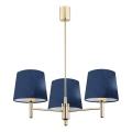 Brilagi - Stangen-Pendelleuchte MONTE 3xE27/15W/230V blau/gold