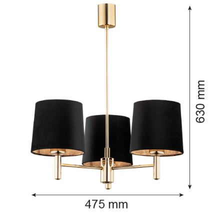 Brilagi - Stangen-Pendelleuchte MONTE 3xE27/15W/230V schwarz/gold