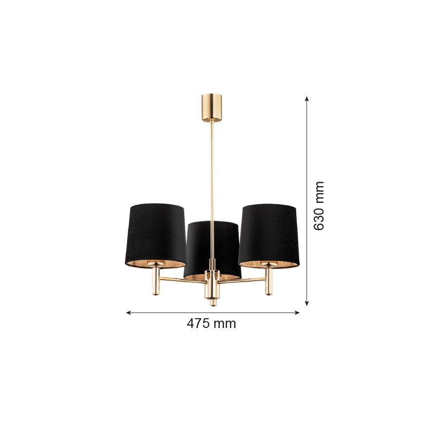 Brilagi - Stangen-Pendelleuchte MONTE 3xE27/15W/230V schwarz/gold