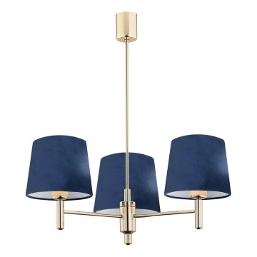 Brilagi - Stangen-Pendelleuchte MONTE 3xE27/60W/230V blau/gold